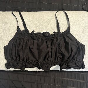 Black Ruched Crop Top